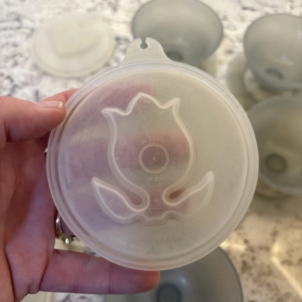 5 Vintage Tupperware Jello Mold Jel-N-Serve Gelatin‎ Bowls with Molds Lids